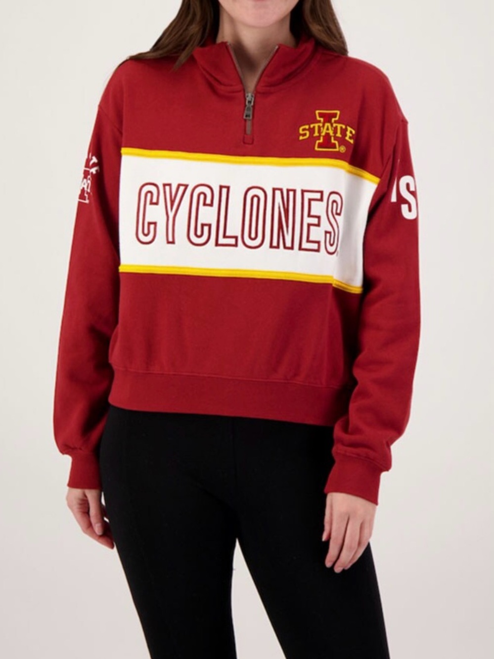 WEAR by Erin Andrews Iowa State Cyclones Quarter-Zip Cropped Sweatshirt, XXL